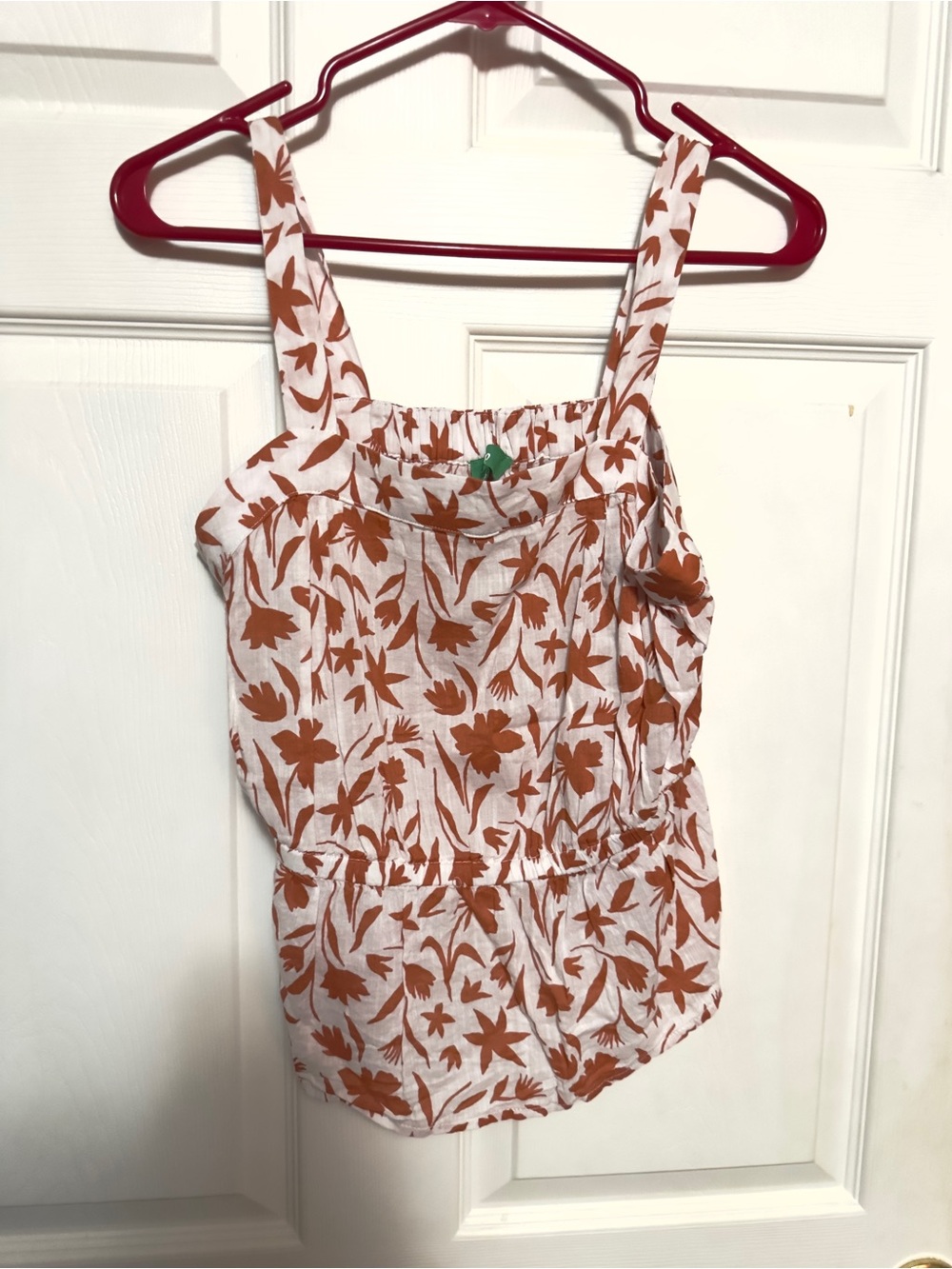 dip White Tank Top with Rust Floral Print